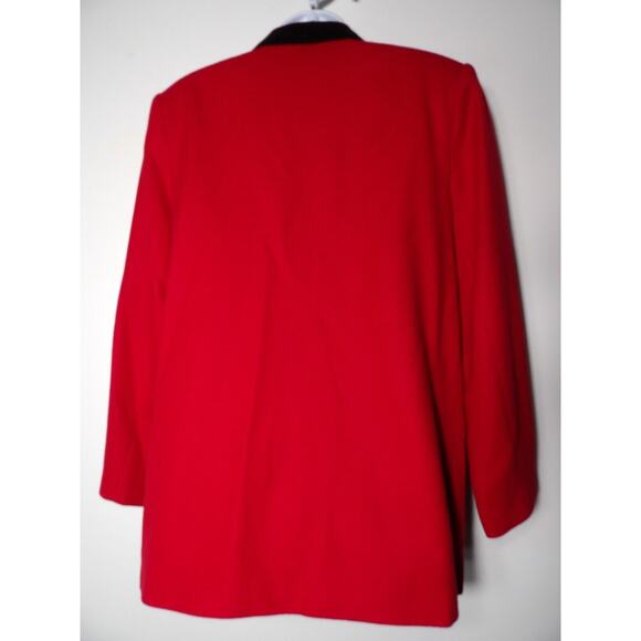 Sag Harbor Sz 14 Red Blazer Pure Wool Velvet Collar Vintage Festive Holiday 90s - Picture 5 of 13